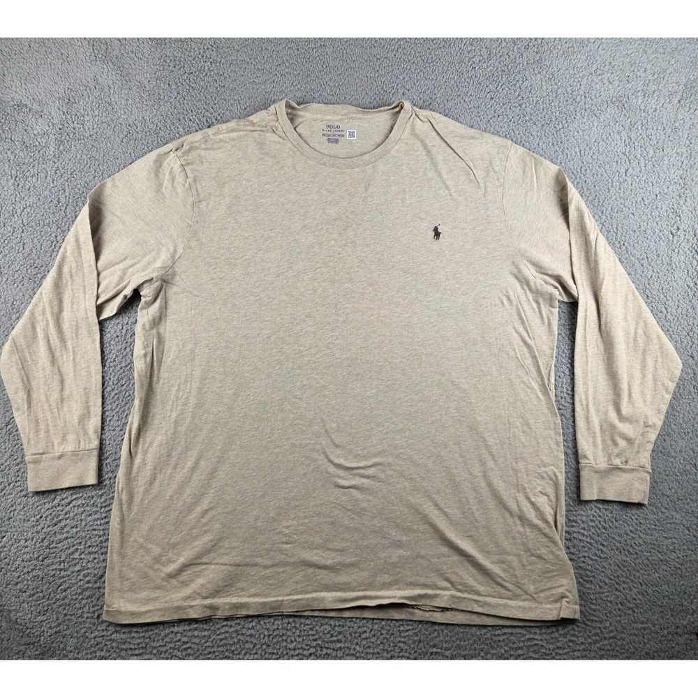 Polo Ralph Lauren Shirt Mens 3XLT Tall Beige Long Sleeve Classic Pony Logo